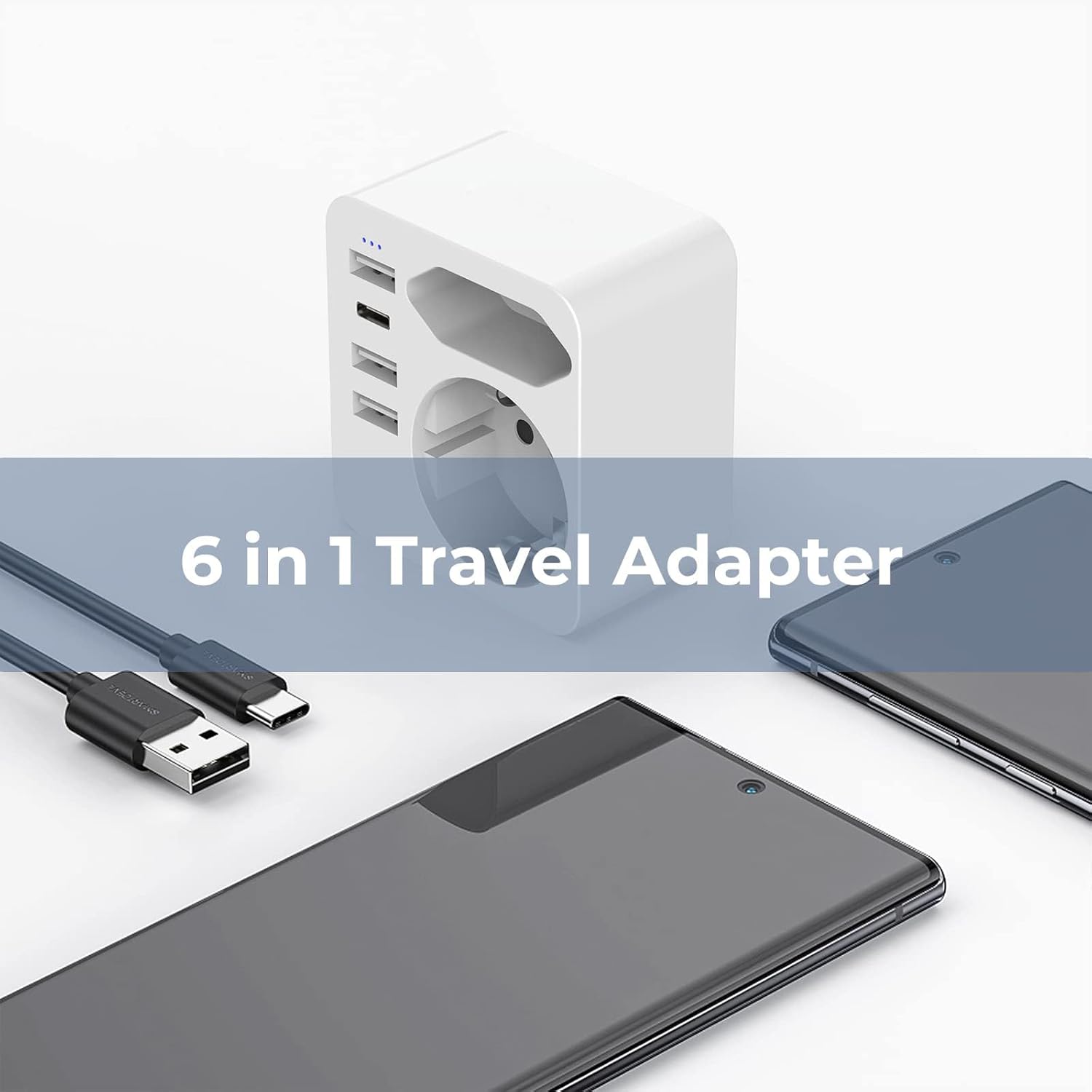 Hoppac France UK 3USB + 1USB C Socket Adapter