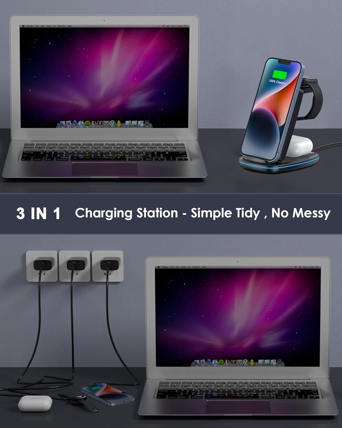 Foldable 3 In 1 Wireless Charger