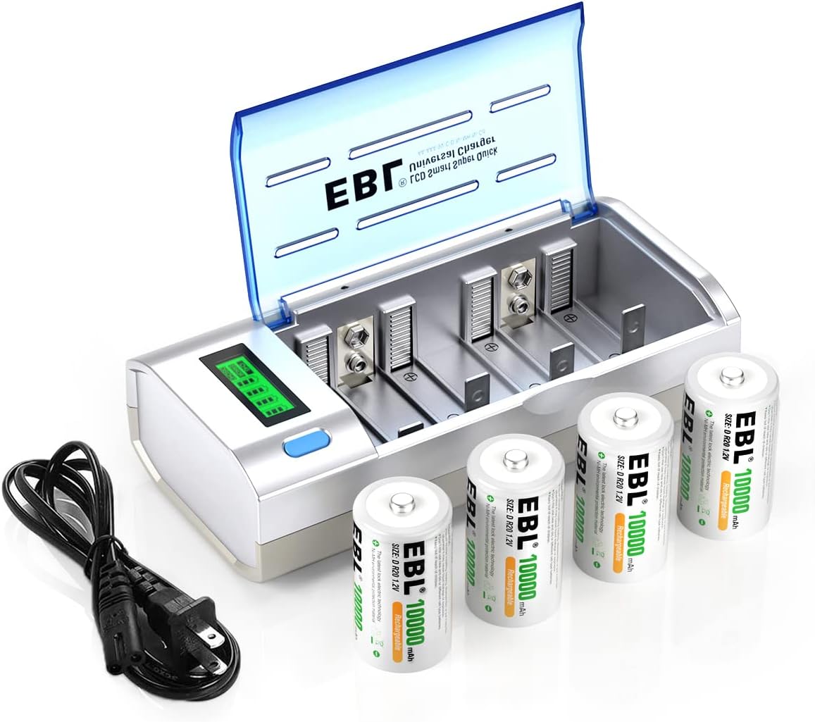 EBL D Cells 10000mAh Rechargeable Batteries