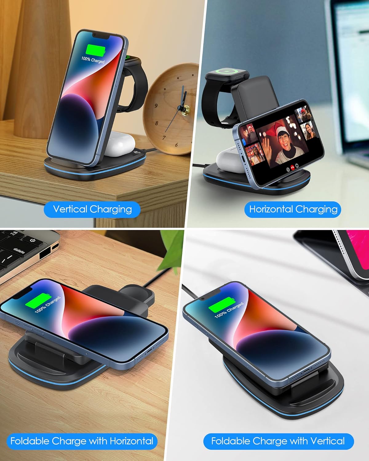 Foldable 3 In 1 Wireless Charger