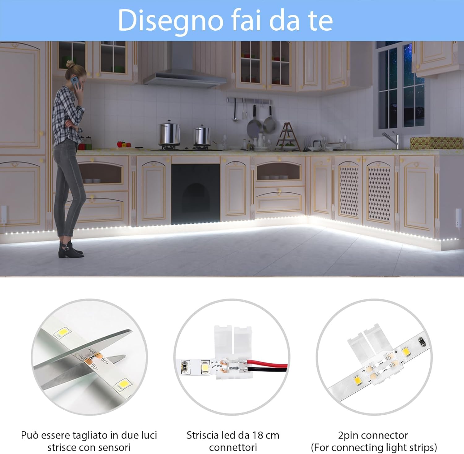 WOBANE LED Strip Lights With Dual Motion Sensor