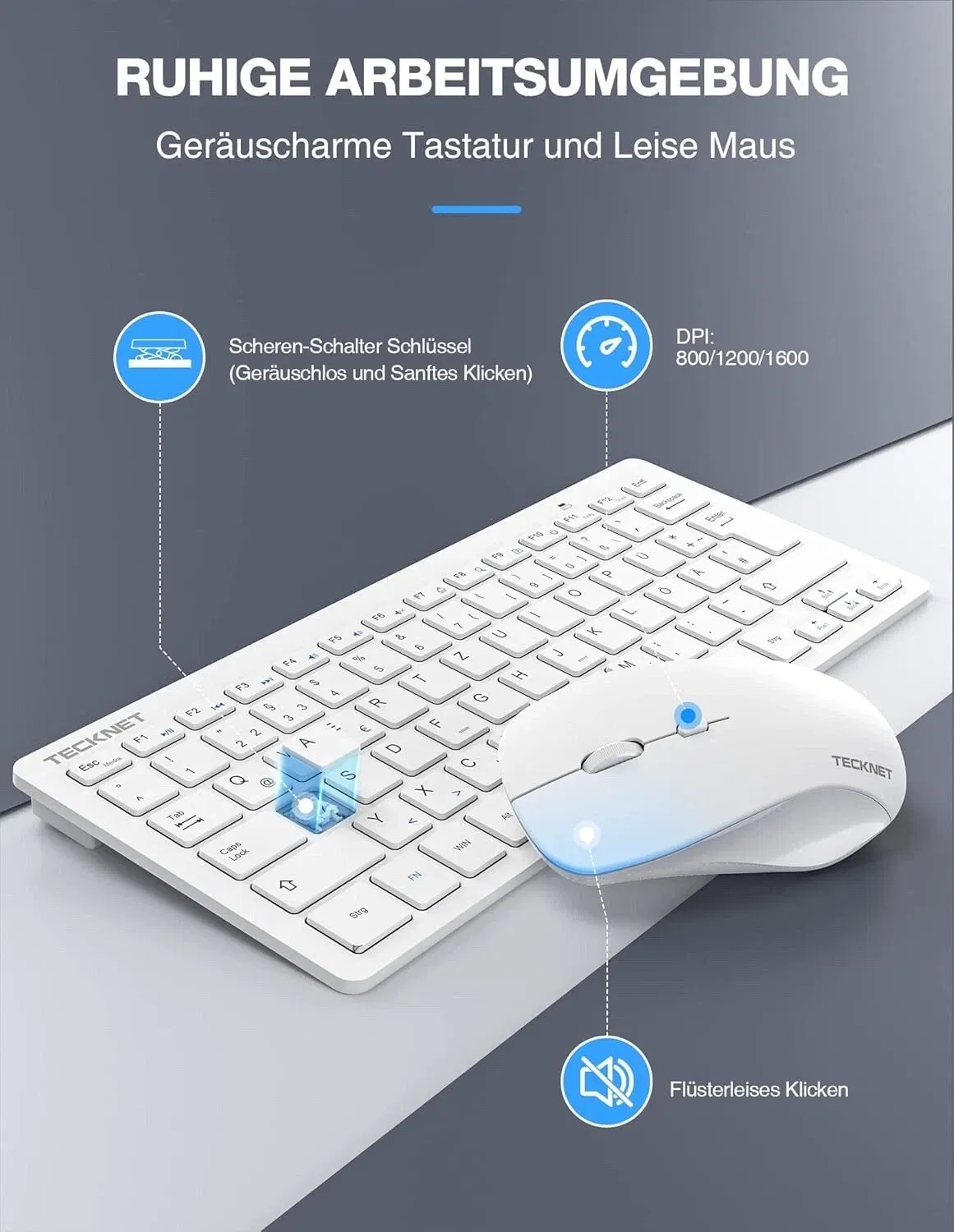 TECKNET Silent Wireless Keyboard