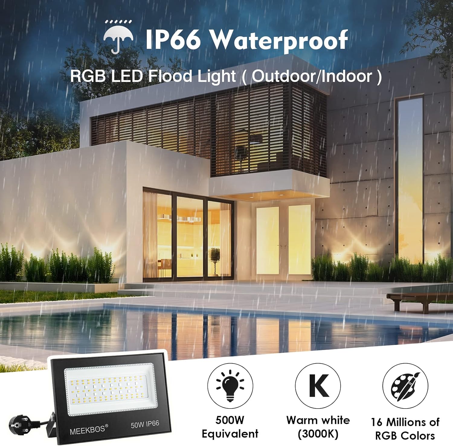 MEEKBOS RGB Flood Light 50W