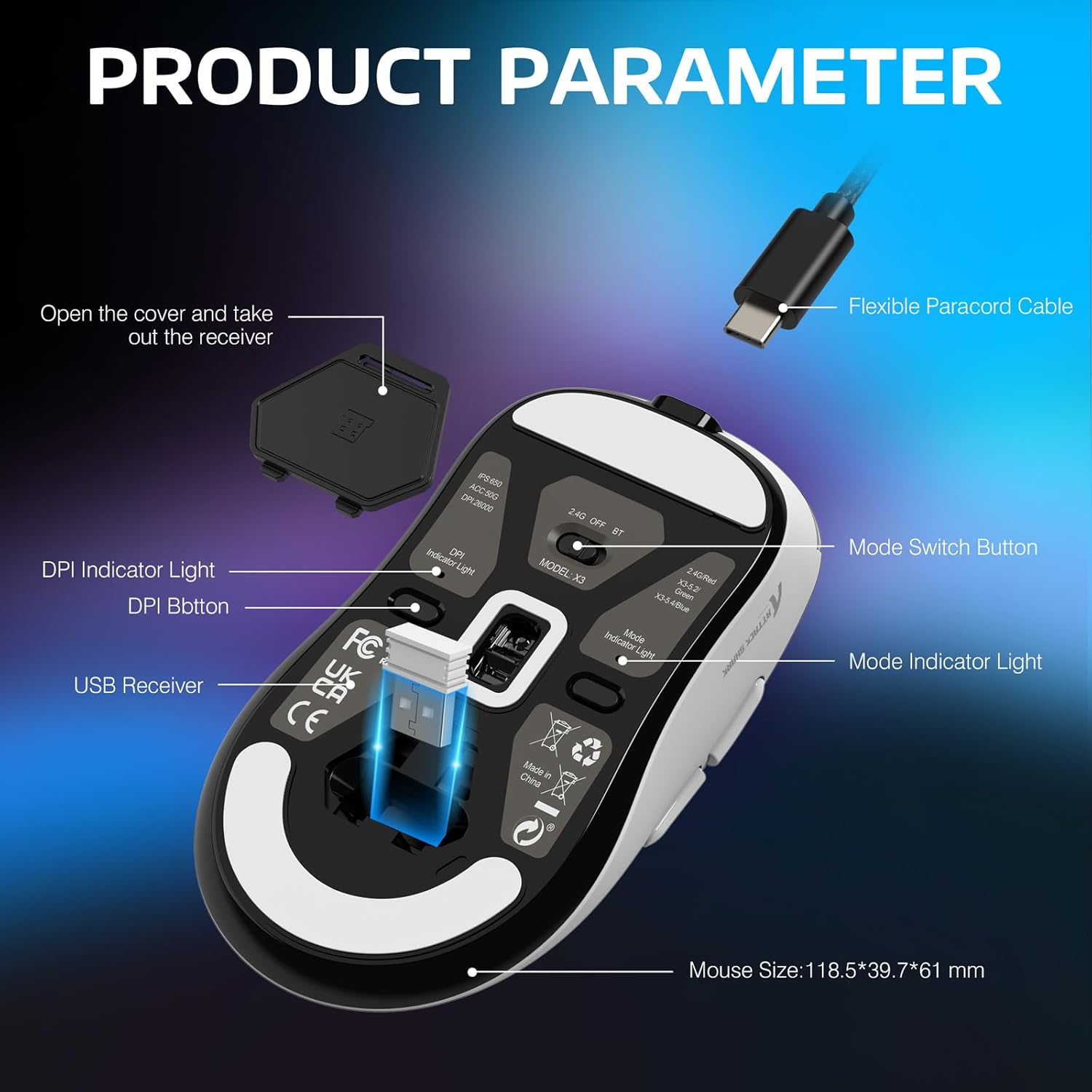ATTACK SHARK X3 Ultralight Wireless Gaming Mouse