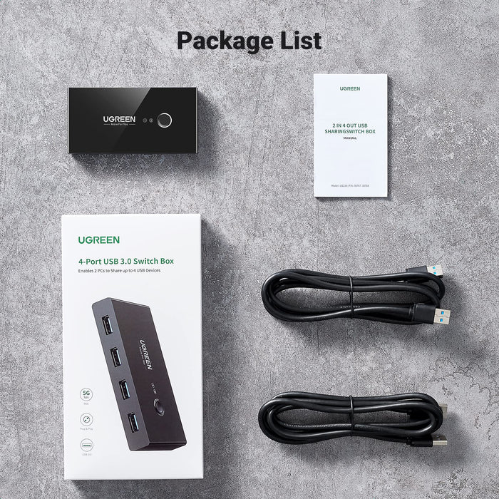UGREEN 4 Port USB 3.0 5Gbps High-Speed Switch Selector