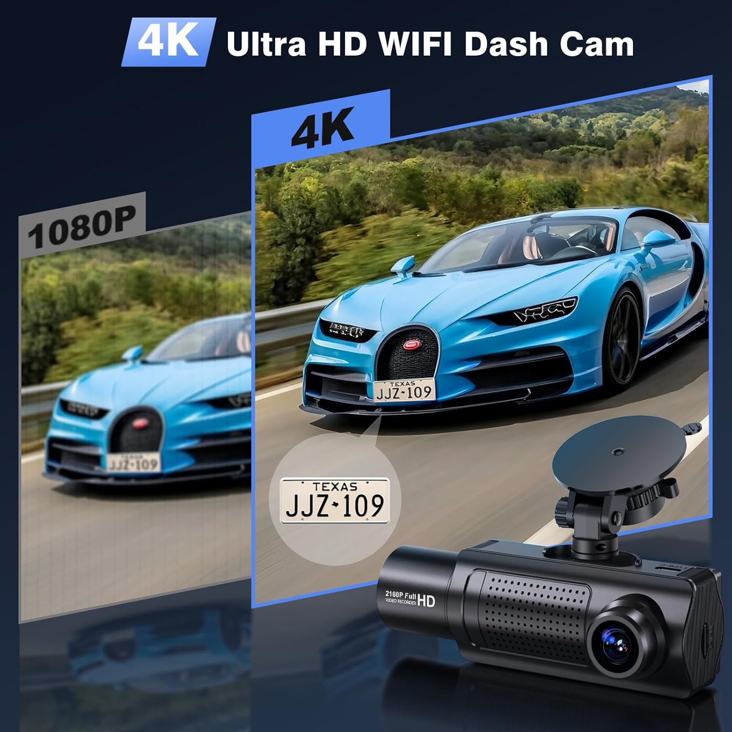SHRINLUCK X5 4K WiFi Dashcam Car Front Rear Interior