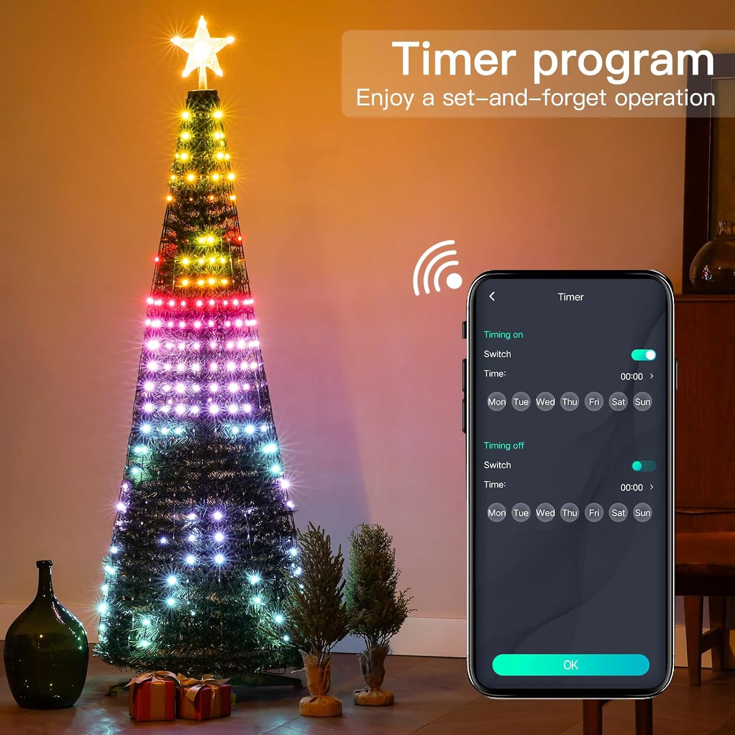 6Ft Smart Christmas Tree Lights