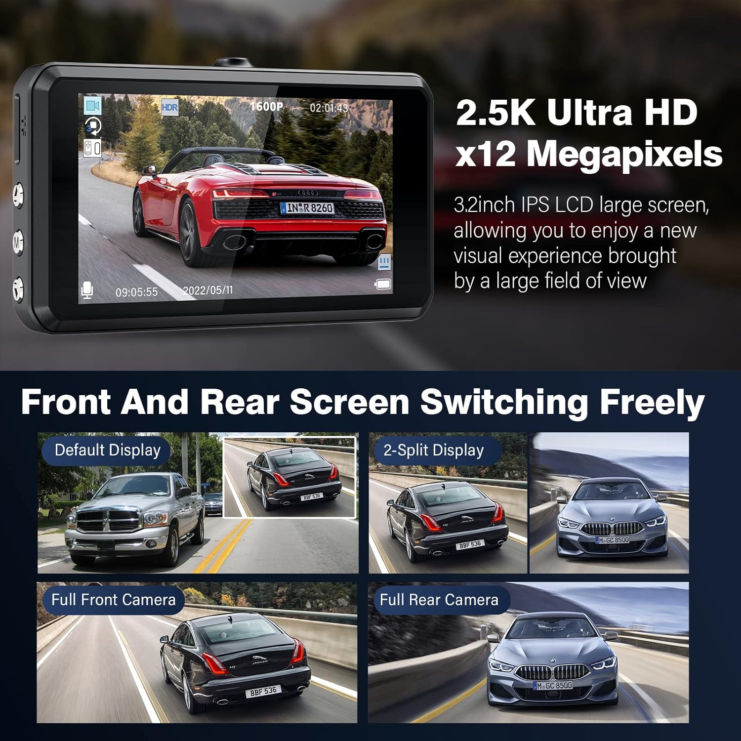 Miden S7 2.5K Dash Cam Front