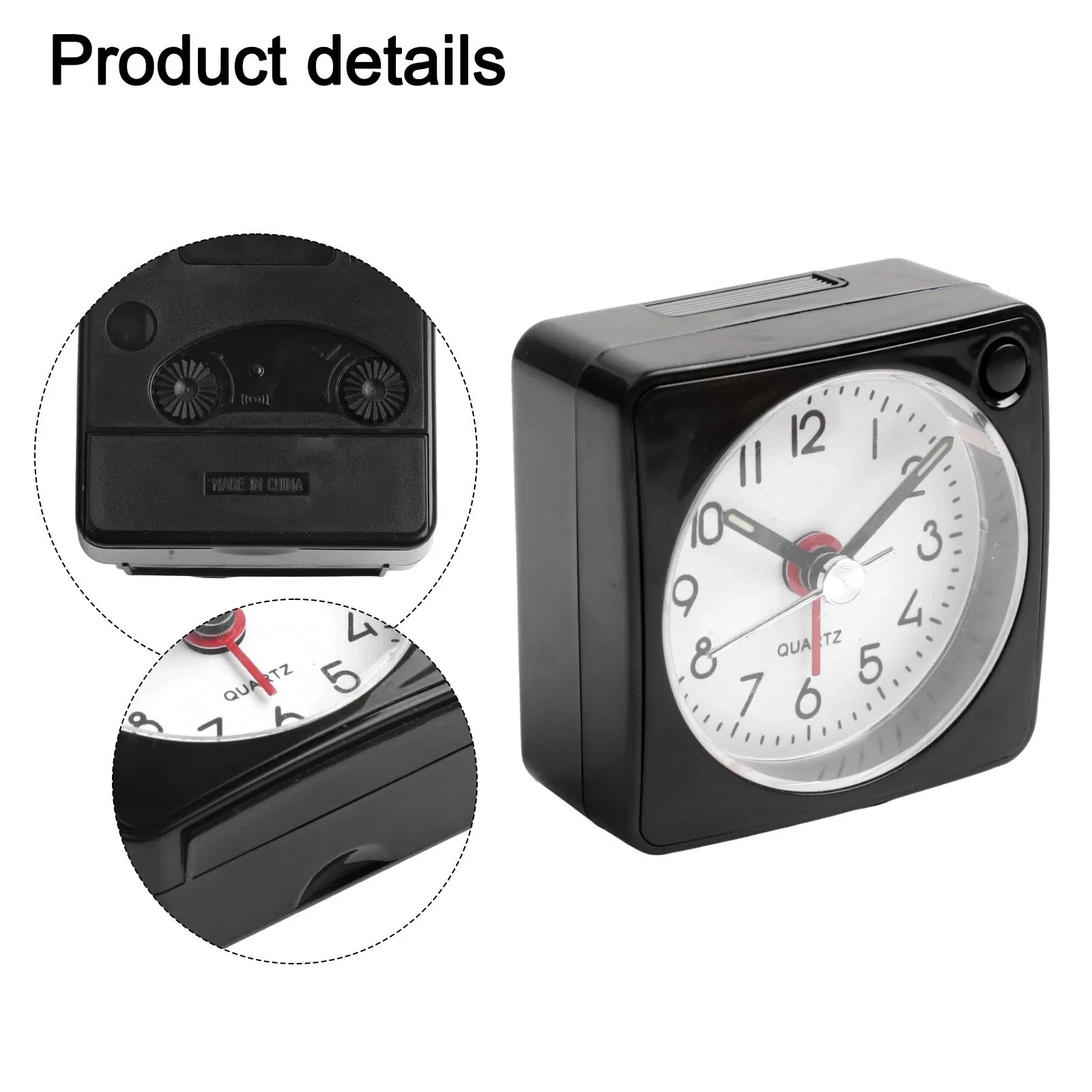 Compact Black Alarm Clock