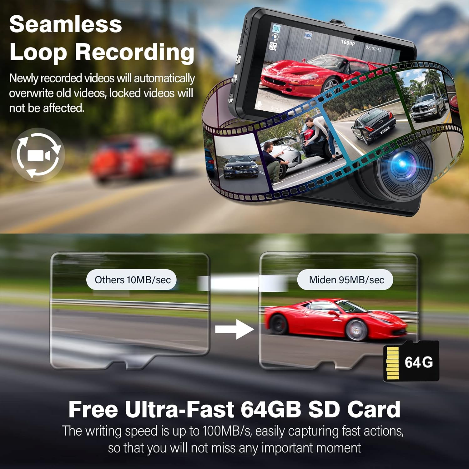 Miden S7 2.5K Dash Cam Front