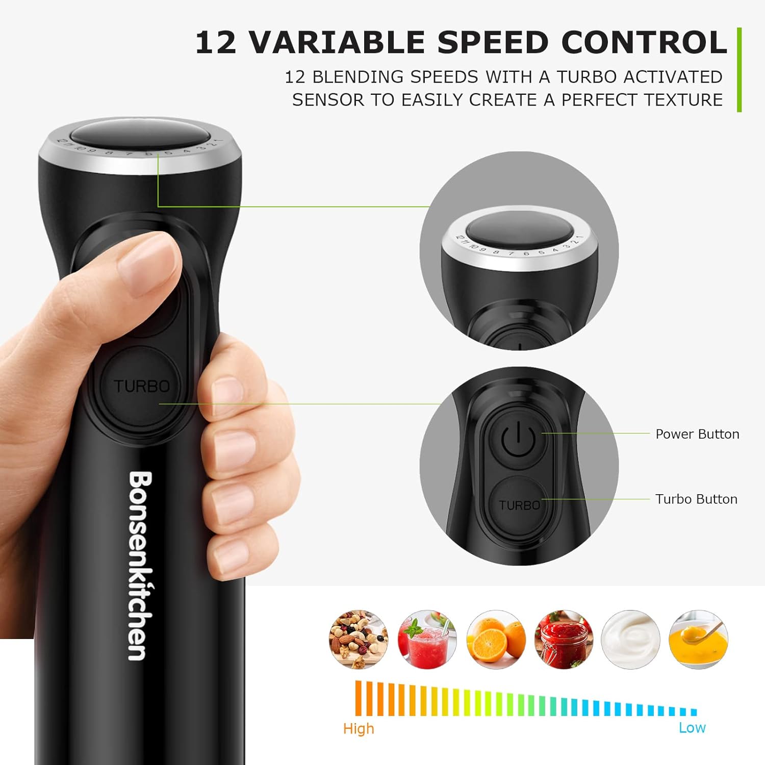 Bonsenkitchen 3-in-1 Electric Diver Blender
