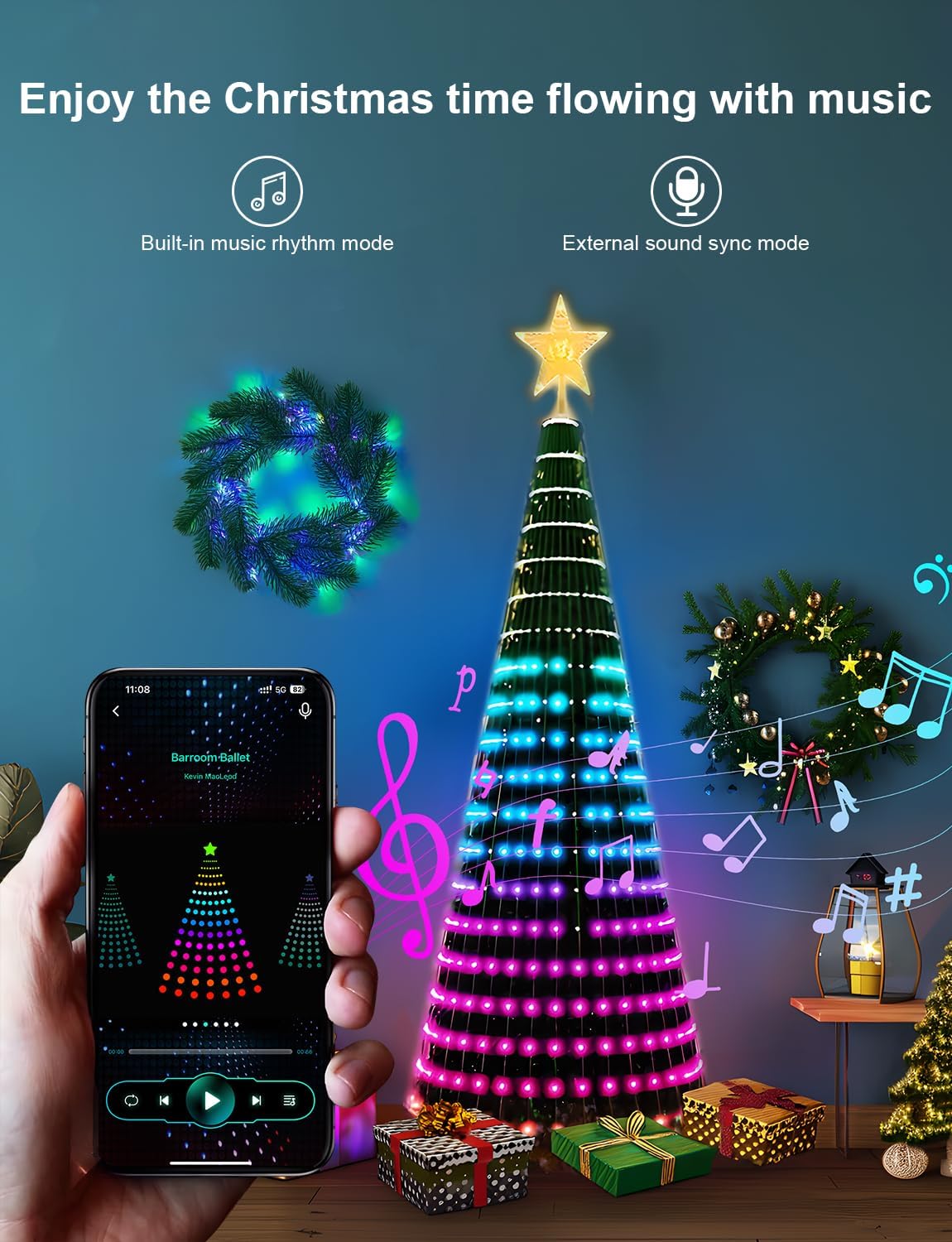 6Ft Smart Christmas Tree Lights