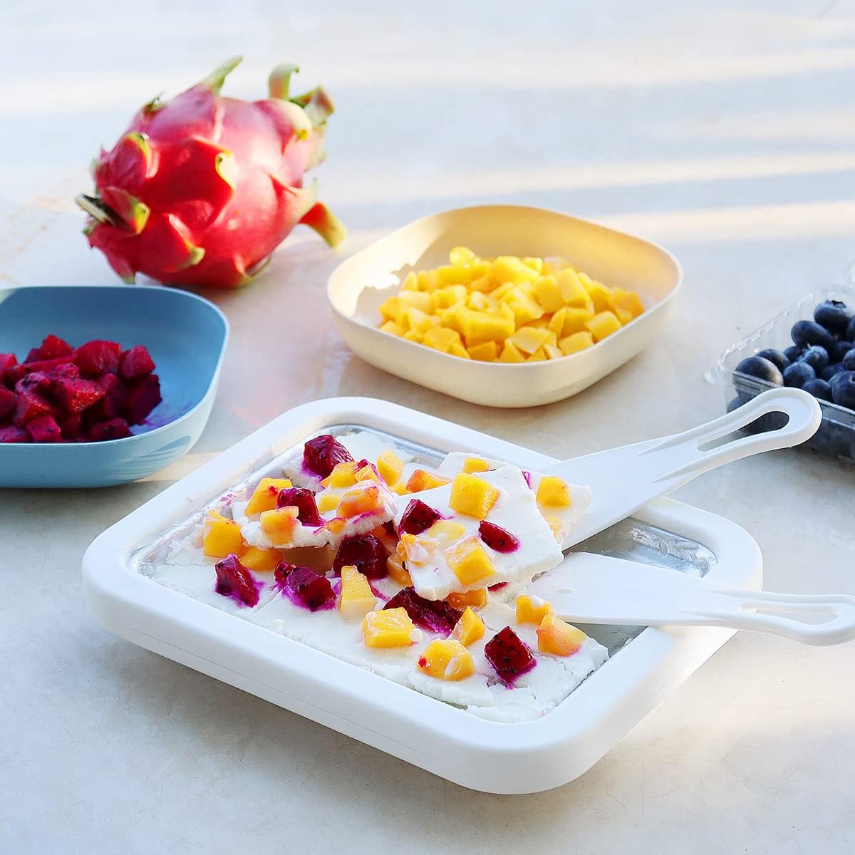 Ice Cream Roller Maker Pan With 2-spatulas