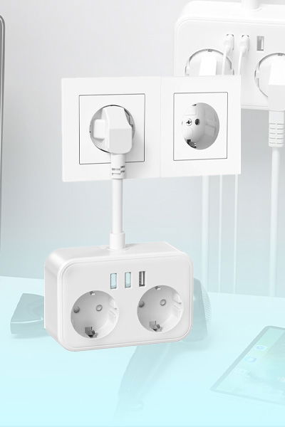 Double Socket Socket Power Strip With 3 USB