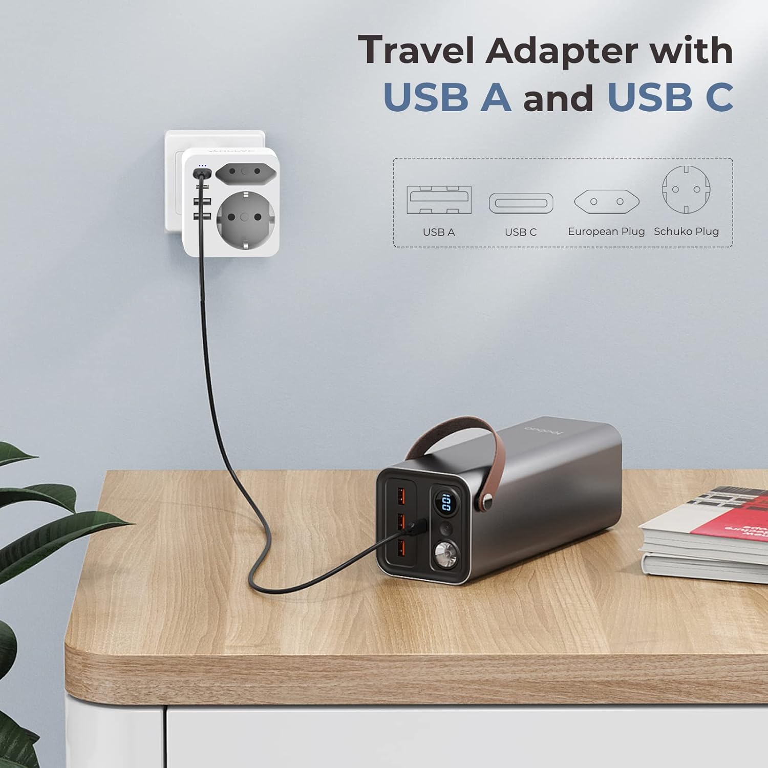 Hoppac France UK 3USB + 1USB C Socket Adapter