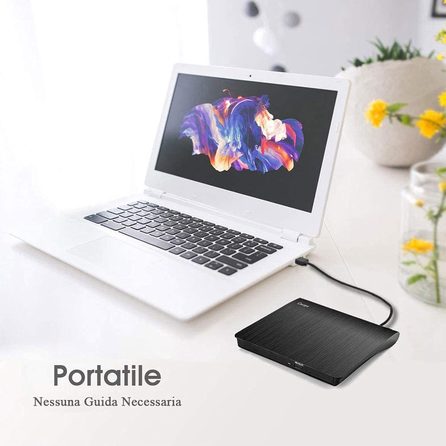 Cocopa Black Ultra Slim Portable USB 3.0 CD/DVD Drive