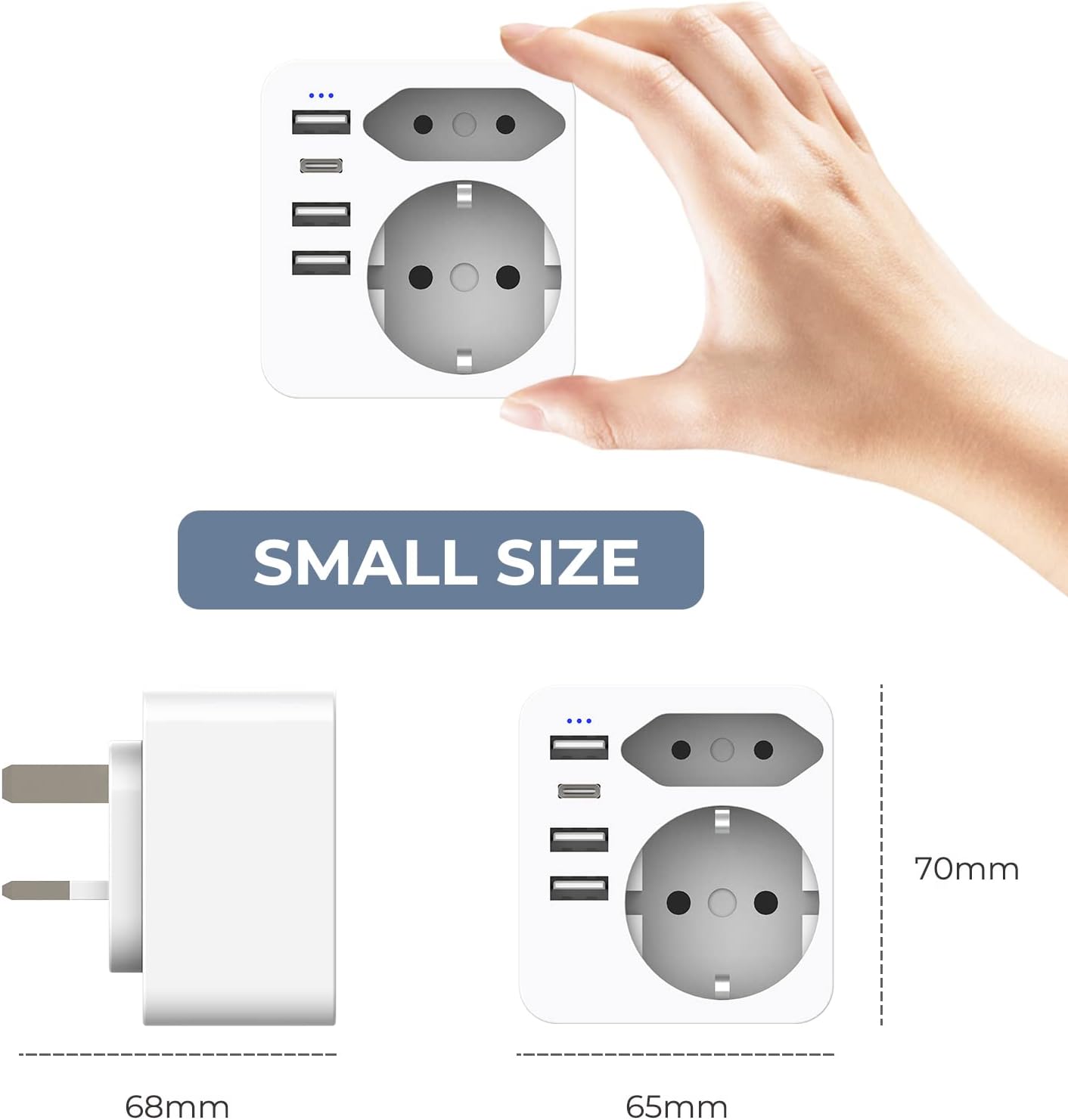 Hoppac France UK 3USB + 1USB C Socket Adapter