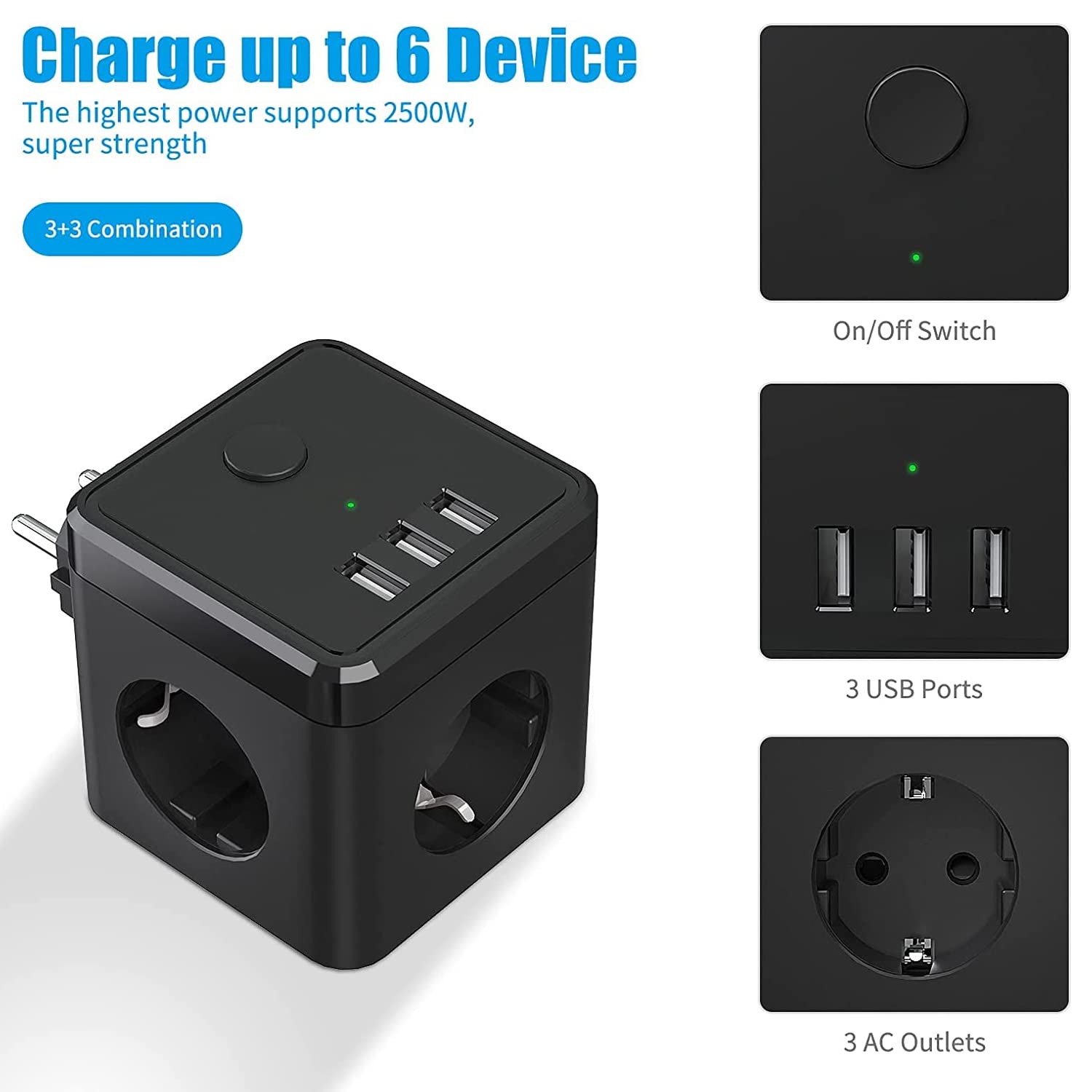 USB Cube Socket Power Strip