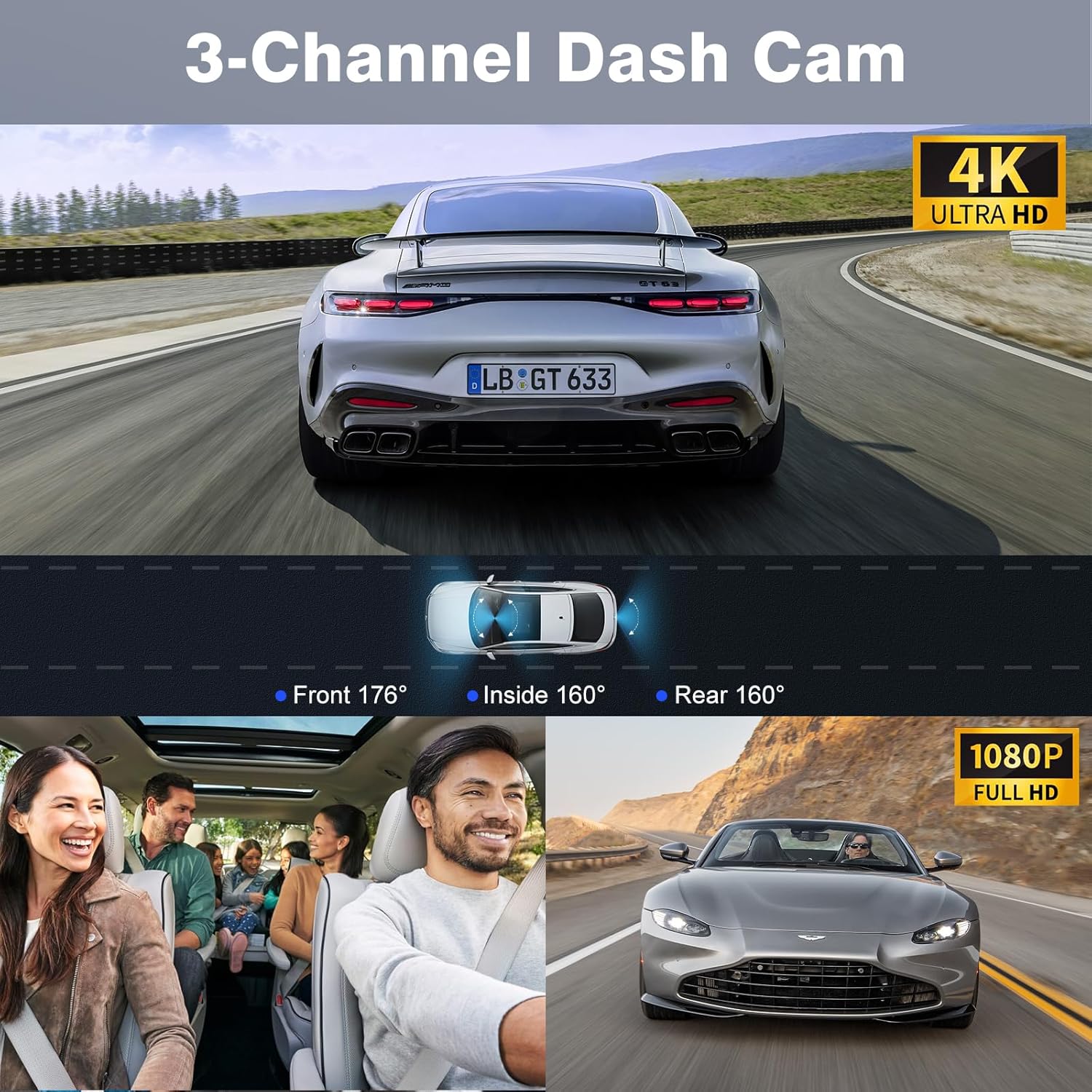 SHRINLUCK X5 4K WiFi Dashcam Car Front Rear Interior