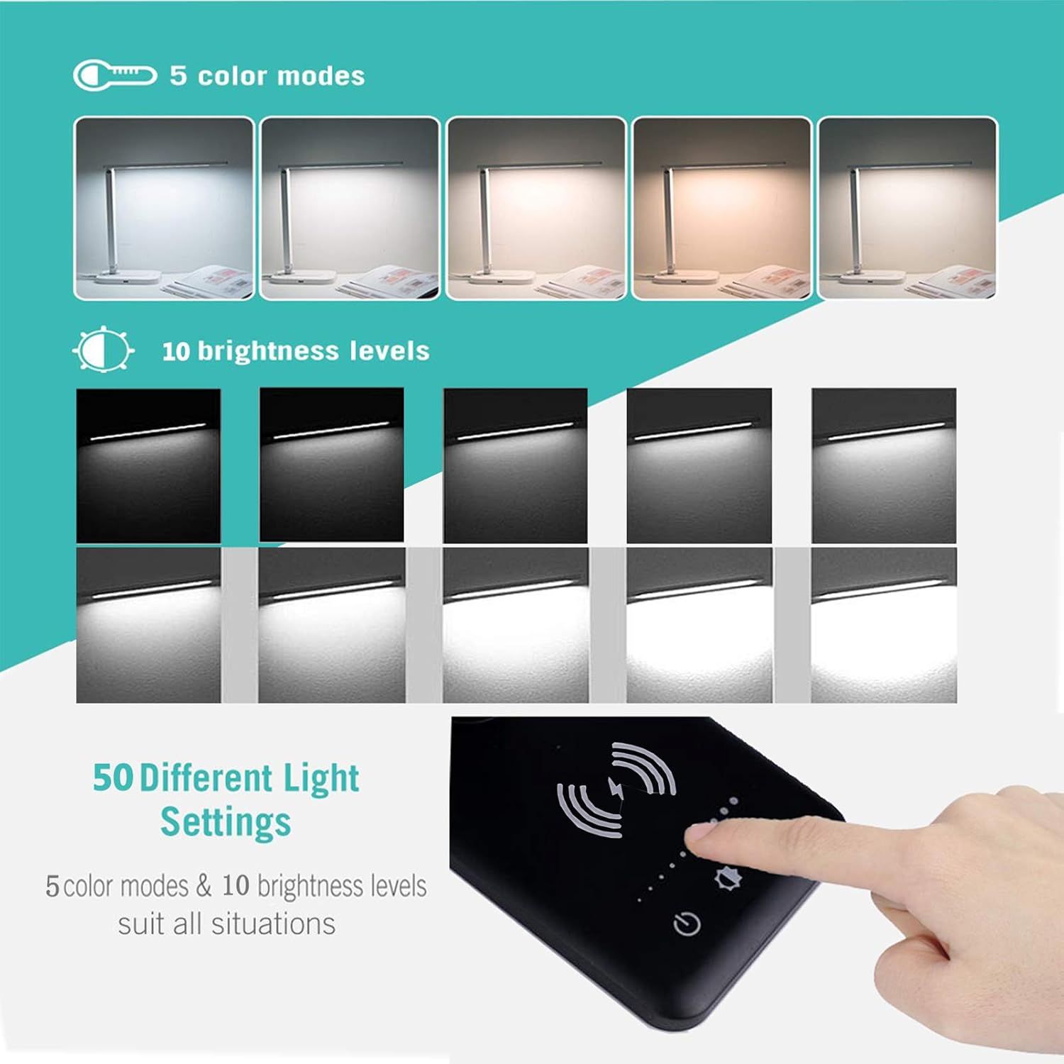 LED Desk Lamp With Wireless Charging Function