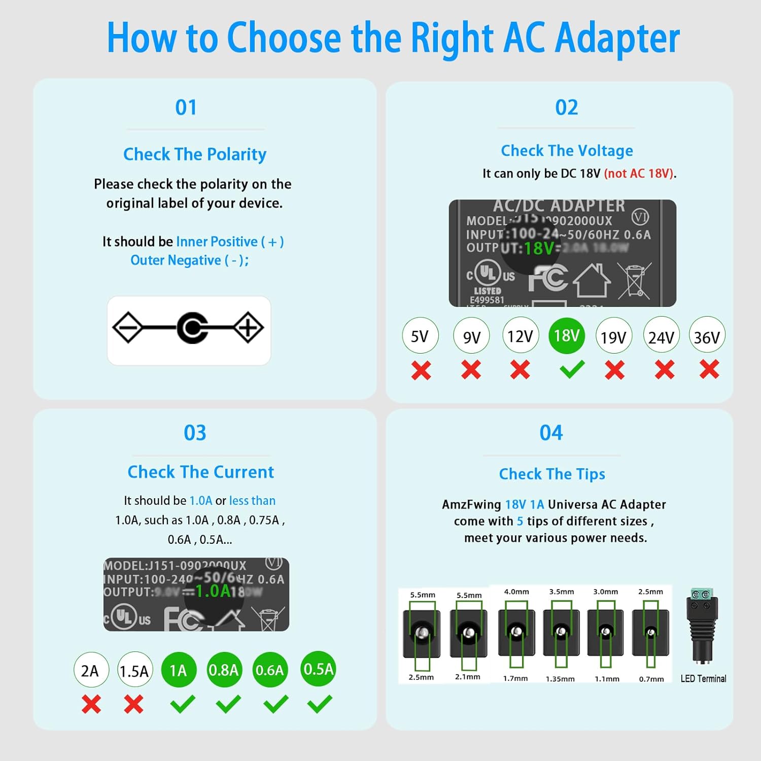18V AC To DC 1A Power Supply Adapter