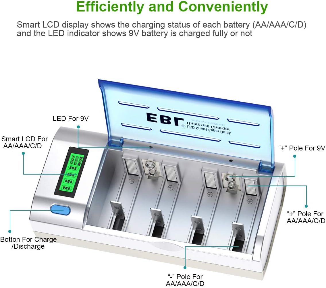 EBL D Cells 10000mAh Rechargeable Batteries
