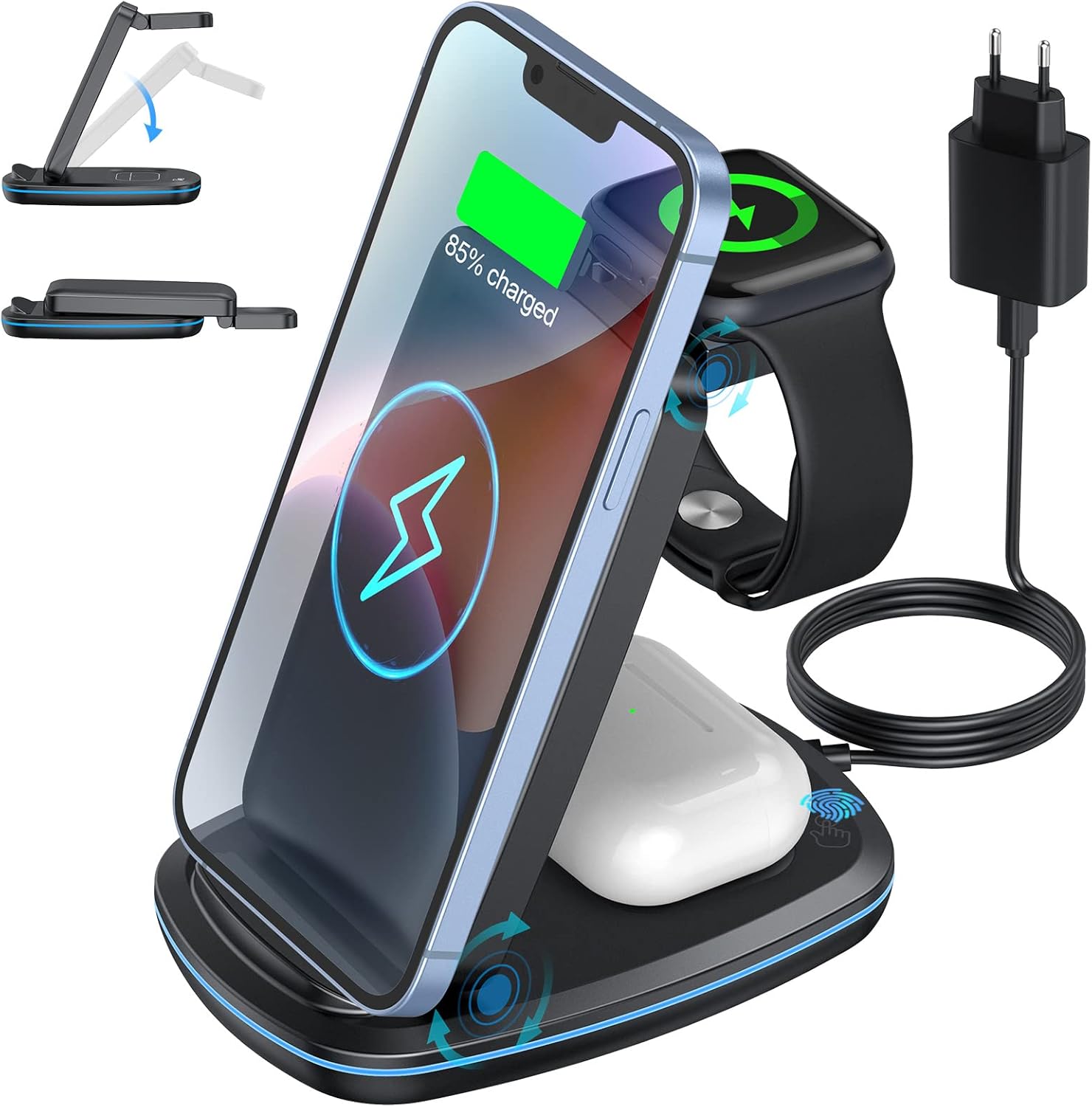 Foldable 3 In 1 Wireless Charger