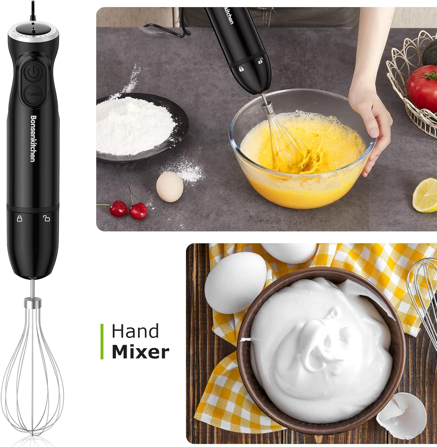 Bonsenkitchen 3-in-1 Electric Diver Blender