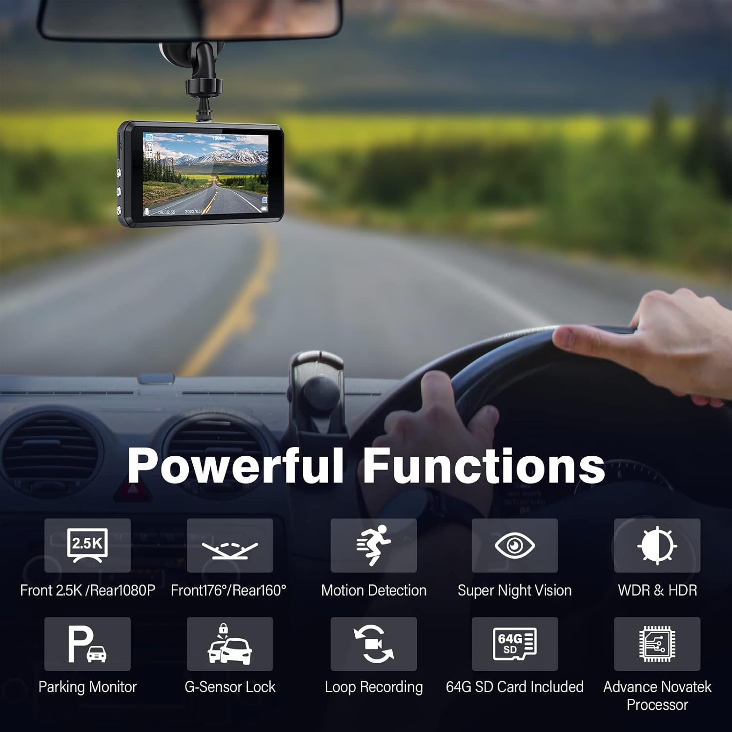 Miden S7 2.5K Dash Cam Front