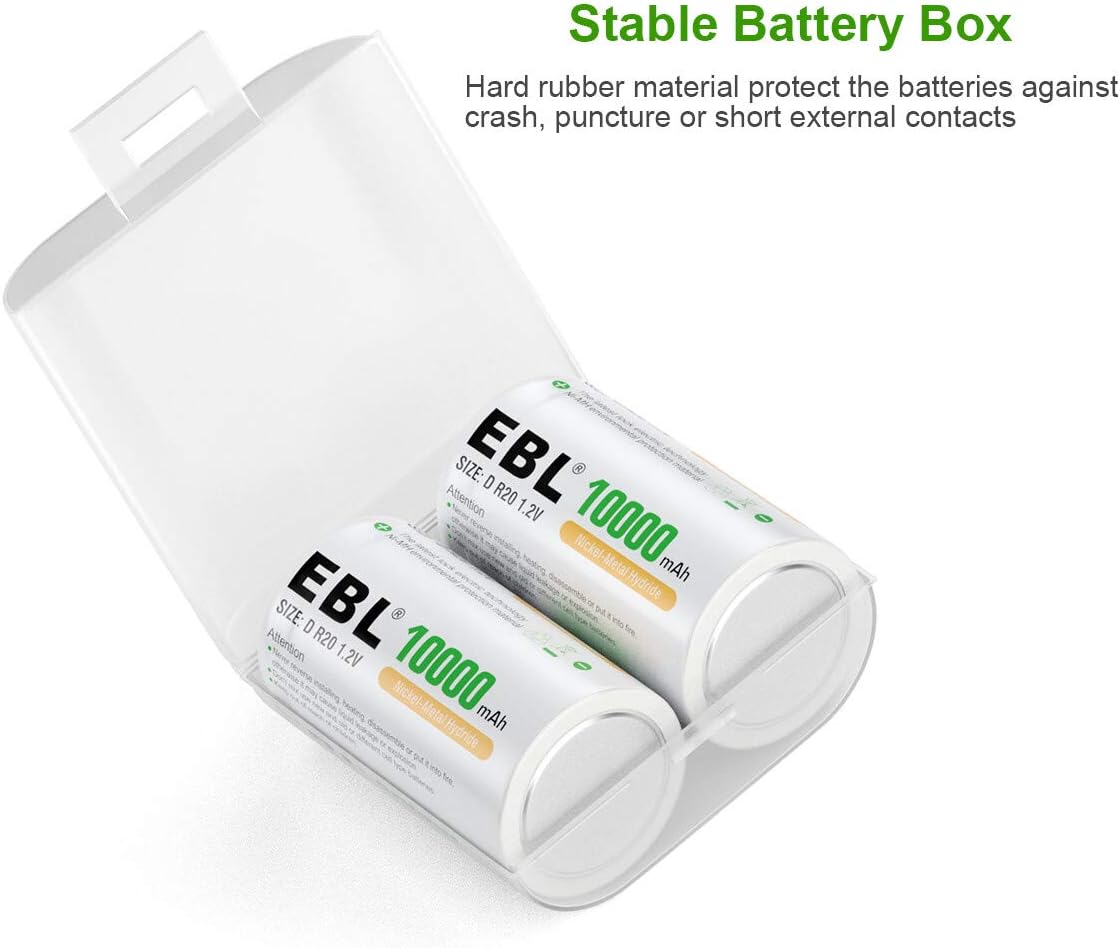 EBL D Cells 10000mAh Rechargeable Batteries