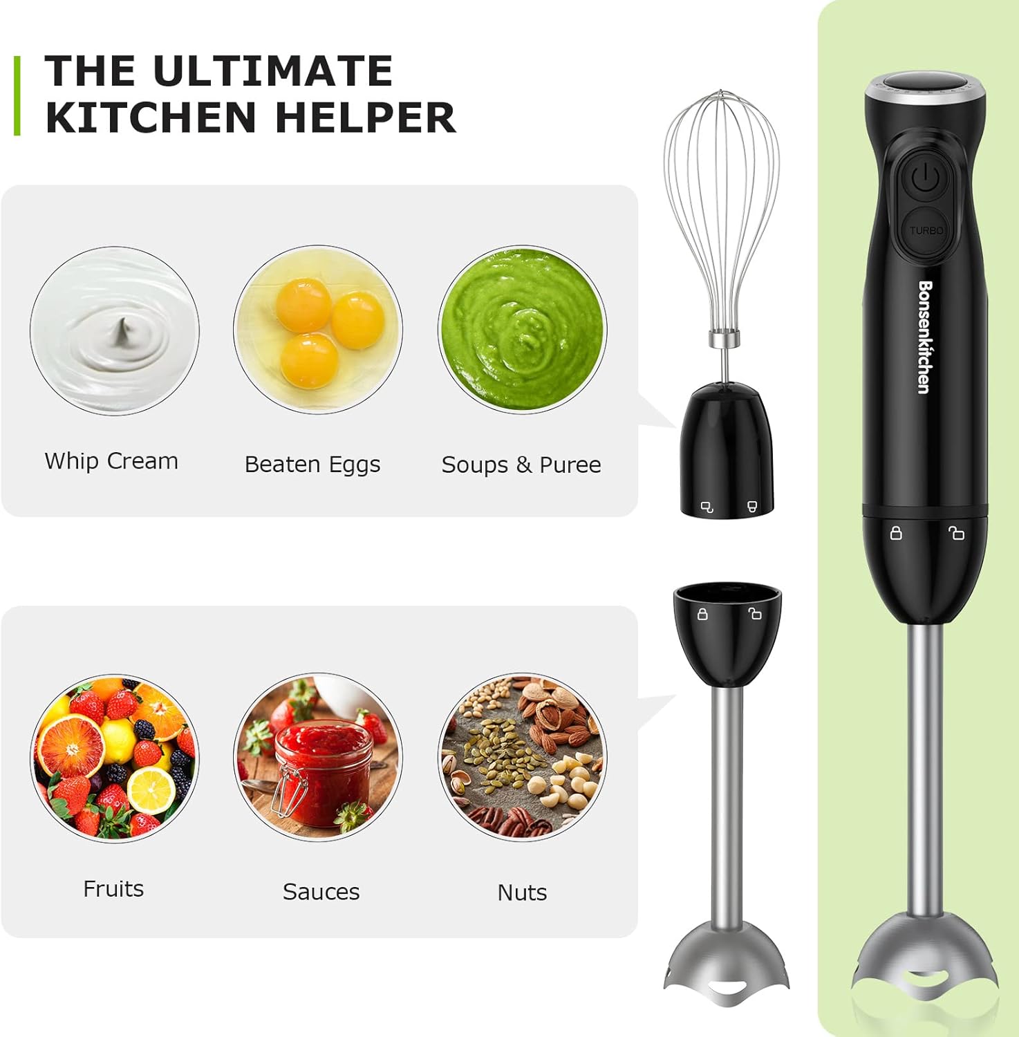Bonsenkitchen 3-in-1 Electric Diver Blender
