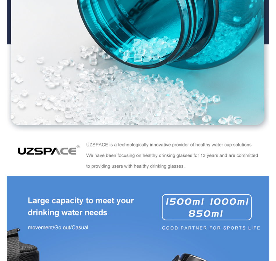 UZSPACE Reusable Water Bottle