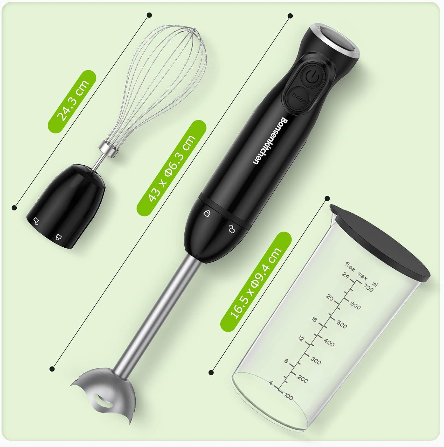 Bonsenkitchen 3-in-1 Electric Diver Blender