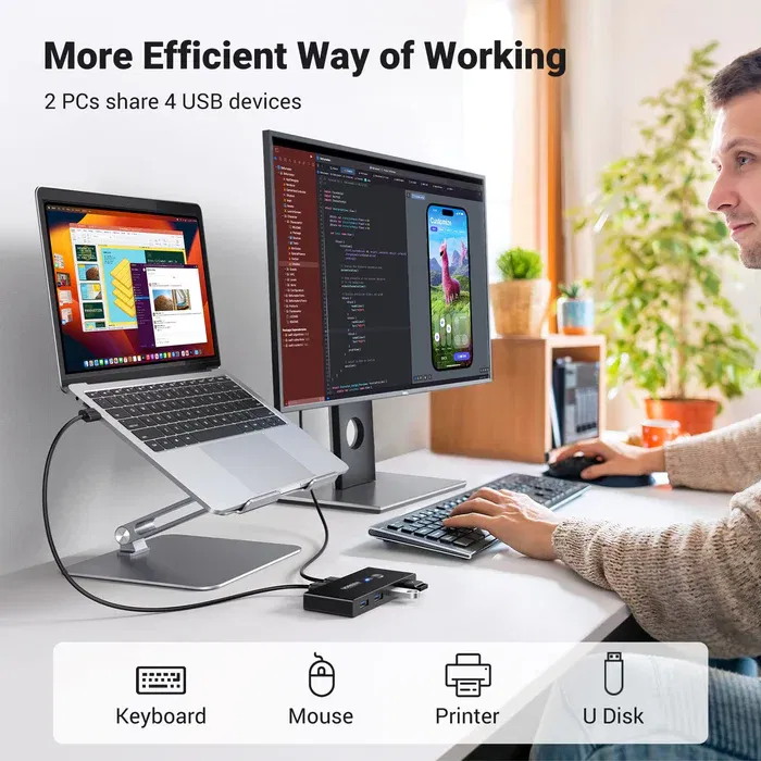 UGREEN 4 Port USB 3.0 5Gbps High-Speed Switch Selector
