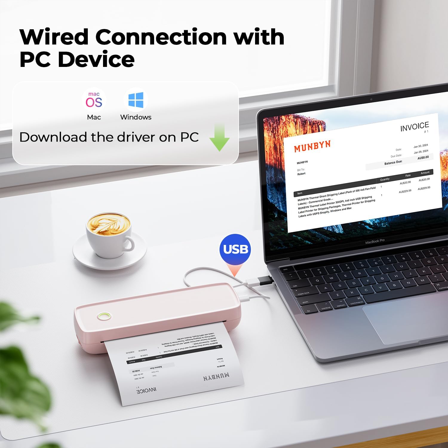 MUNBYN Portable Wireless Printer