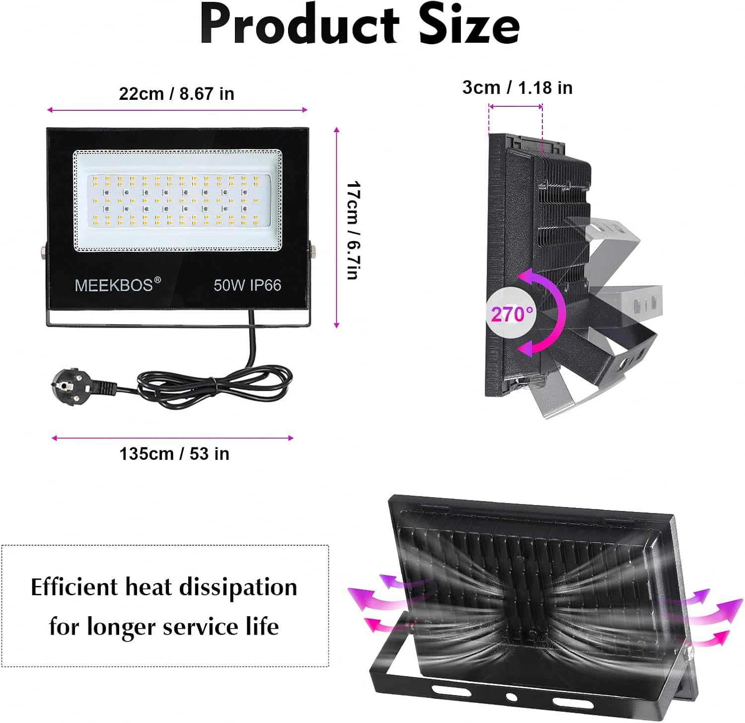 MEEKBOS RGB Flood Light 50W