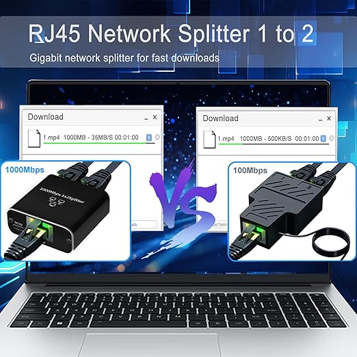 LIEZHUA 1000Mbps Network Splitter With USB Power Cable