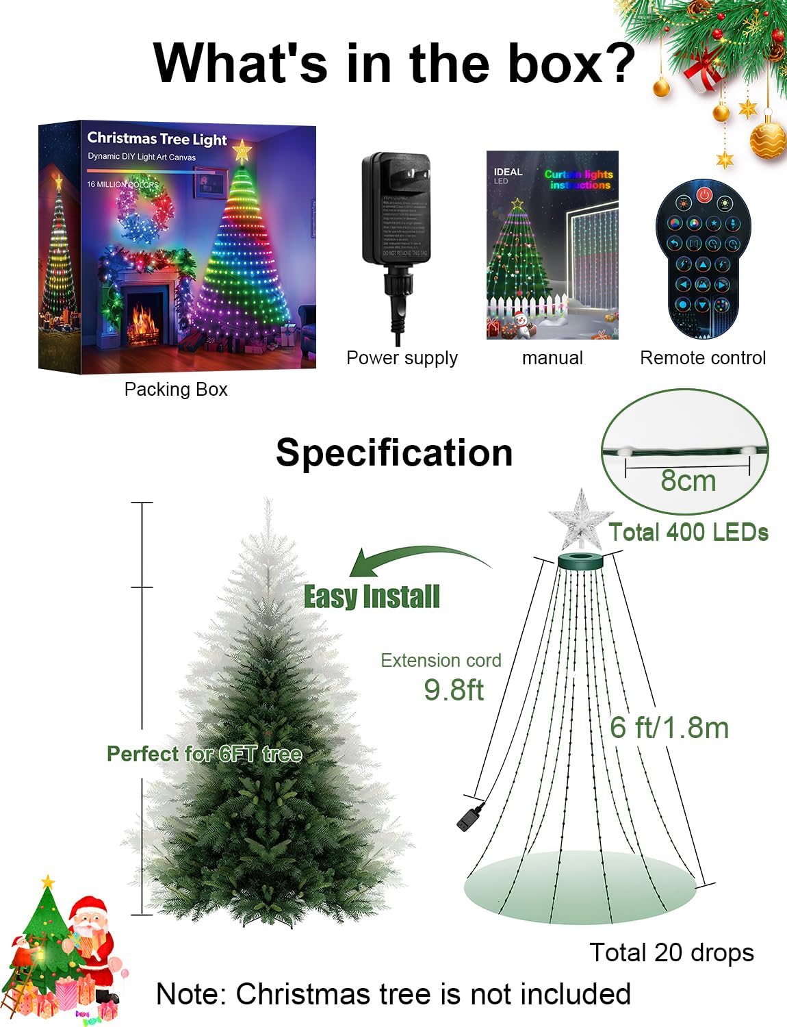6Ft Smart Christmas Tree Lights