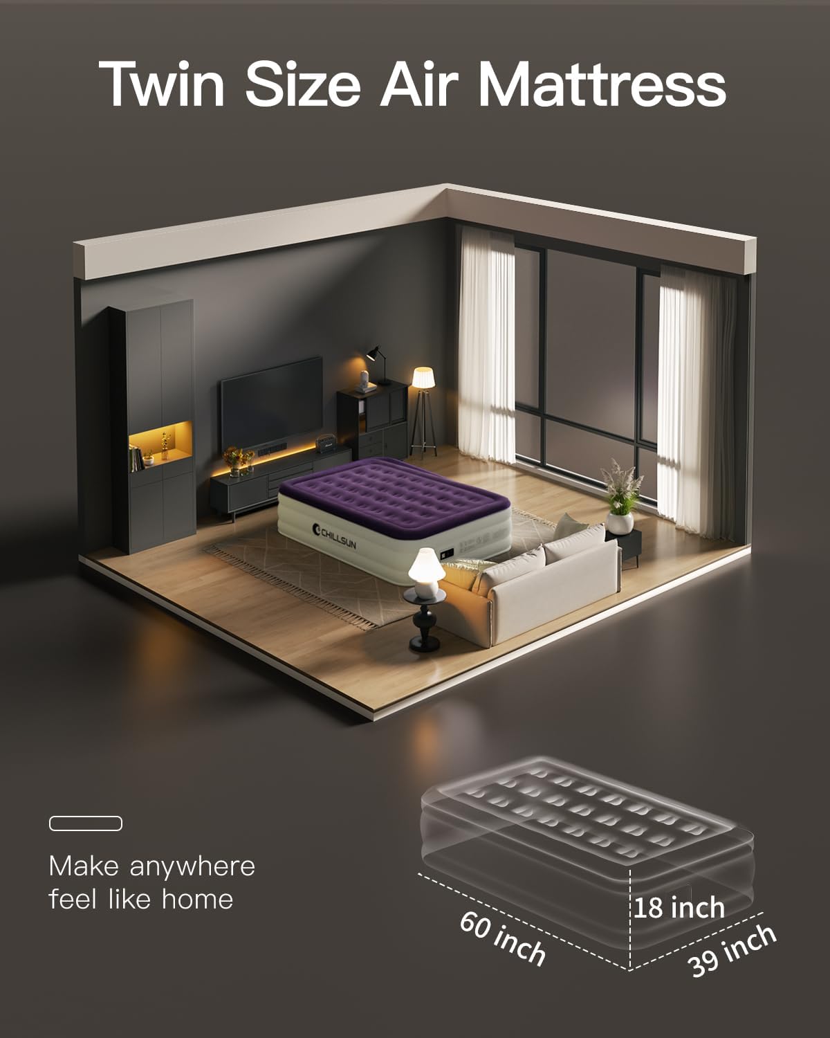 CHILLSUN Twin Air Mattress Inflatable Airbed
