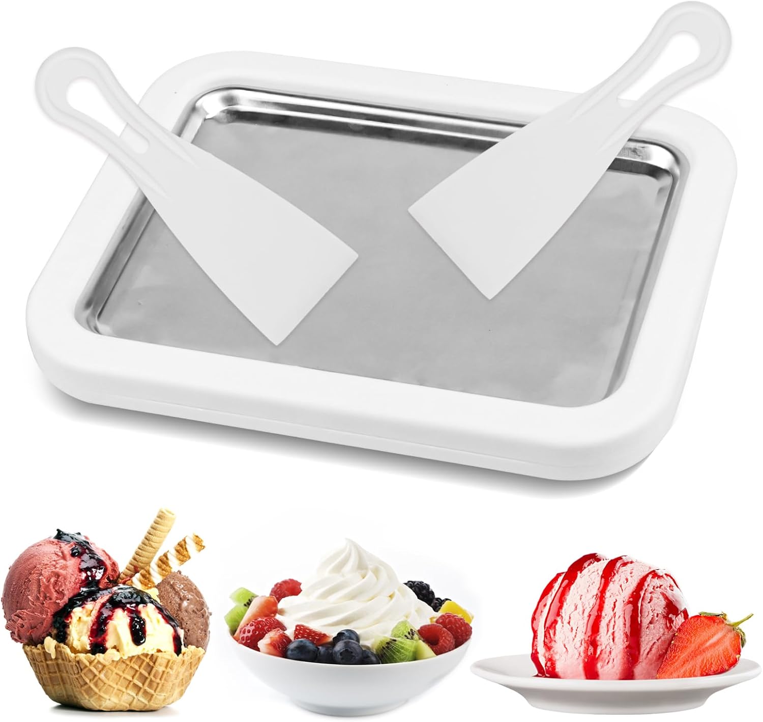 Ice Cream Roller Maker Pan With 2-spatulas
